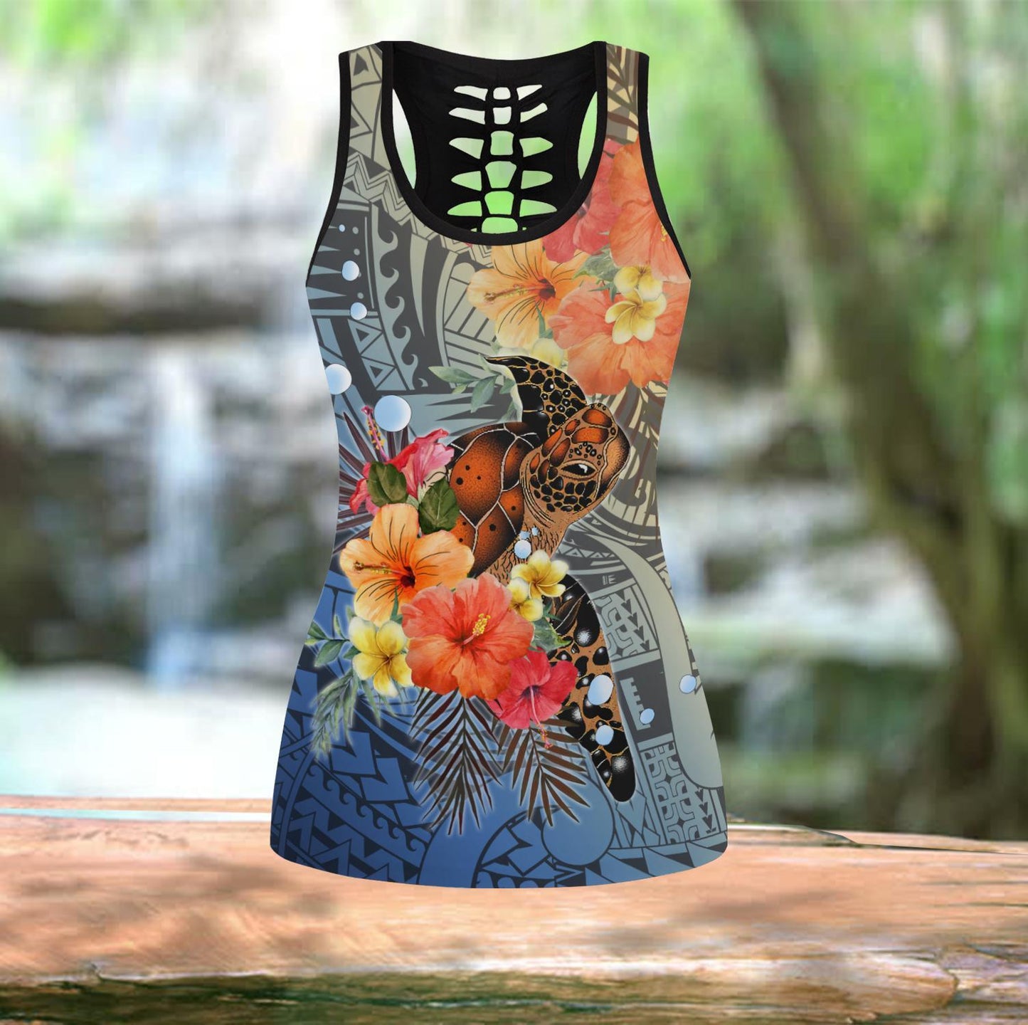 Polynesian Tattoo Turtle Hibiscus Legging & Tank top ML