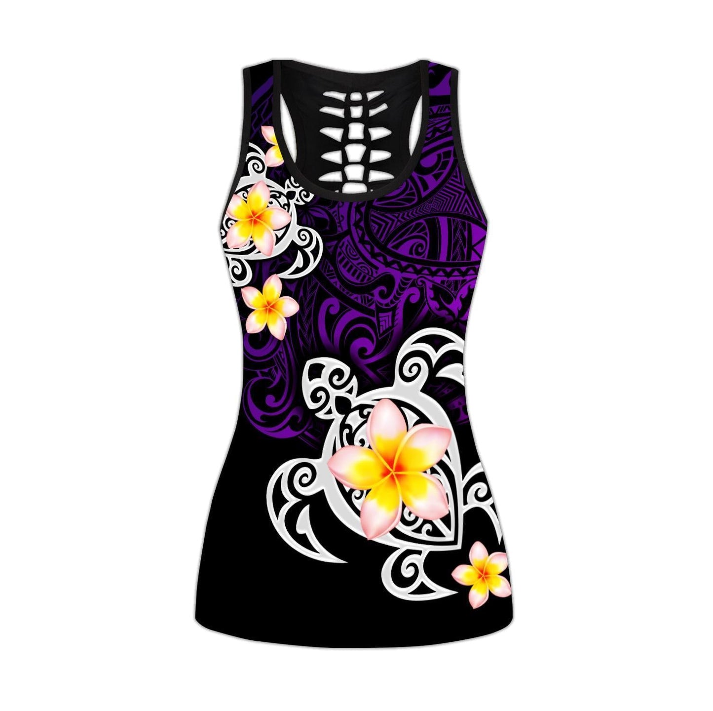 Polynesian Tattoo Turtle Purple Legging & Tank top ML