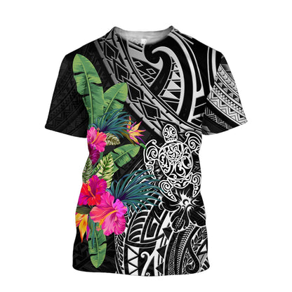 Amazing Hibiscus Turtle Hoodie Tshirt for Men and Women ML