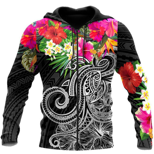 Amazing Hibiscus And Frangipani Hoodie Tshirt for Men and Women ML