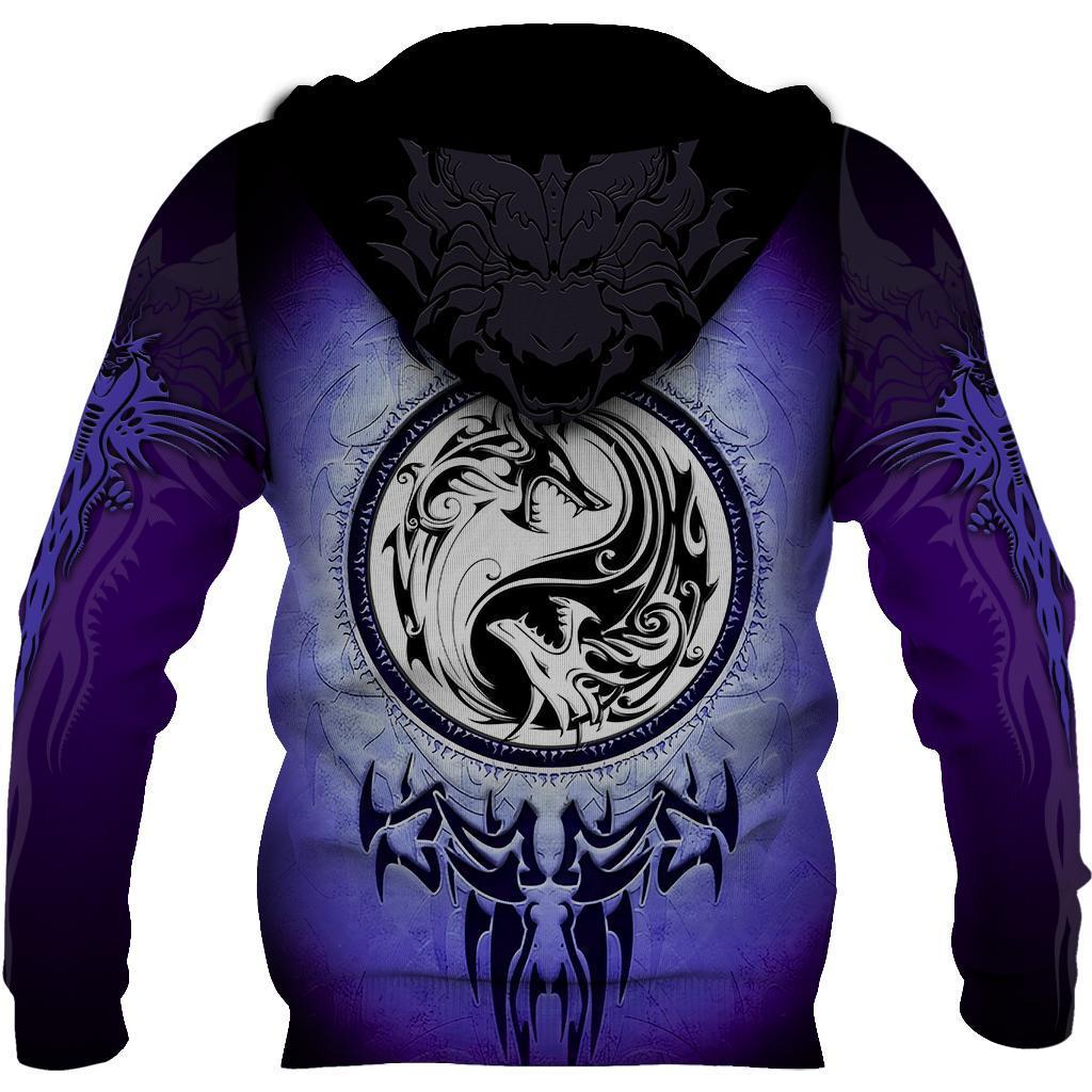 Dragon Yin & Yang 3D Over Printed Hoodie for Men and Women-ML