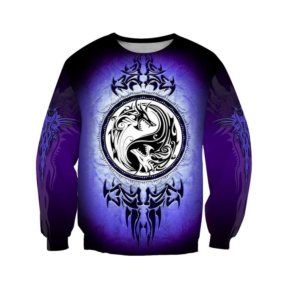 Dragon Yin & Yang 3D Over Printed Hoodie for Men and Women-ML