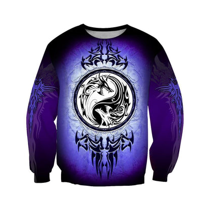 Dragon Yin & Yang 3D Over Printed Hoodie for Men and Women-ML