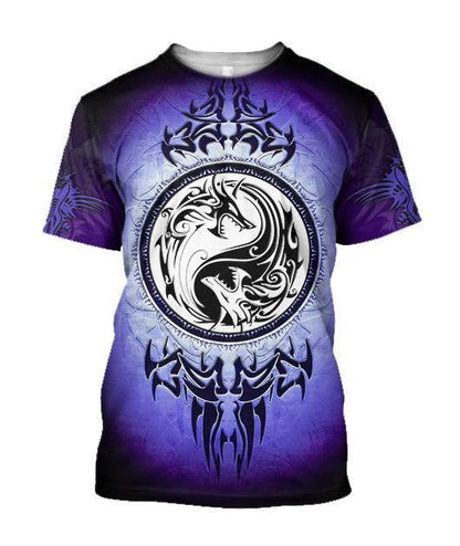 Dragon Yin & Yang 3D Over Printed Hoodie for Men and Women-ML
