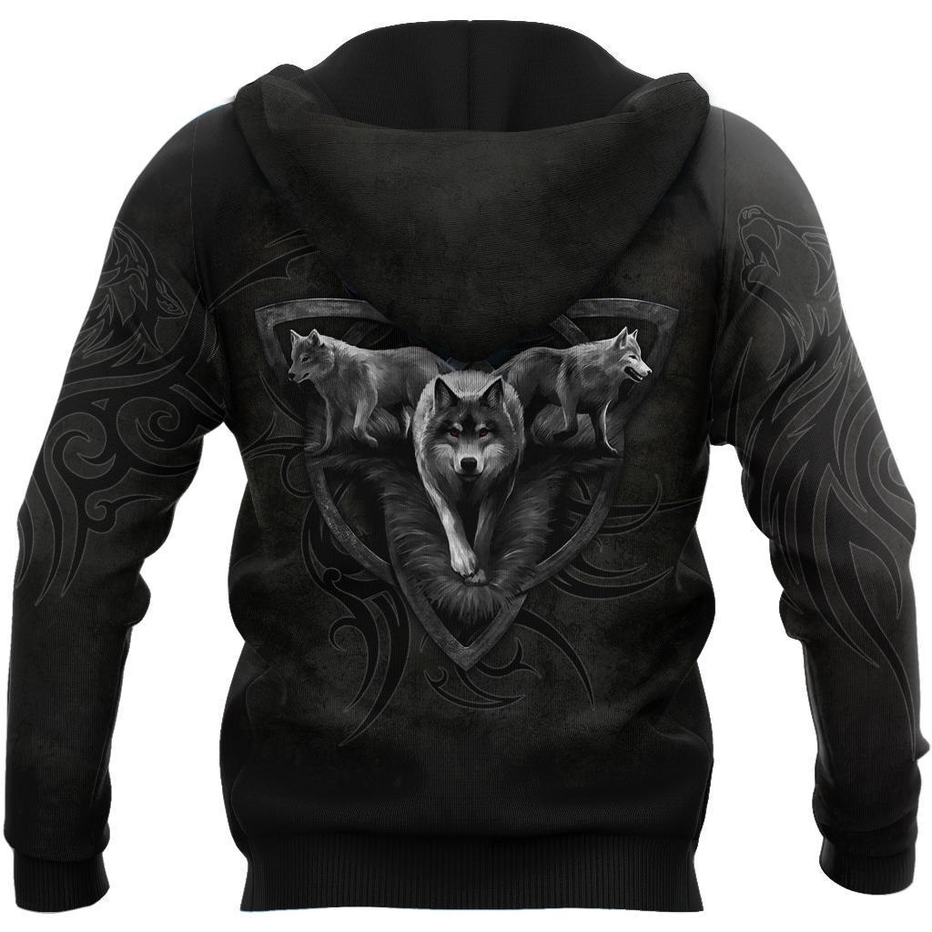 Dark Night Wolf 3D Over Printed Hoodie Tshirt for Men and Women-ML
