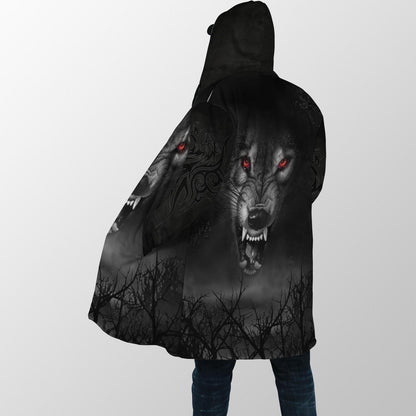 Dark Night Wolf 3D Over Printed Hoodie Tshirt for Men and Women-ML