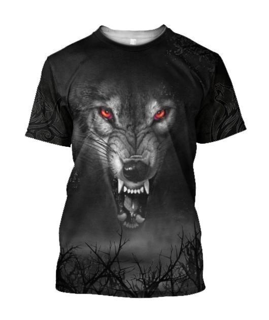 Dark Night Wolf 3D Over Printed Hoodie Tshirt for Men and Women-ML
