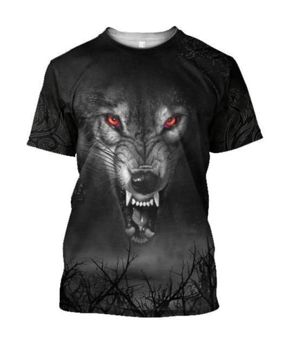 Dark Night Wolf 3D Over Printed Hoodie Tshirt for Men and Women-ML