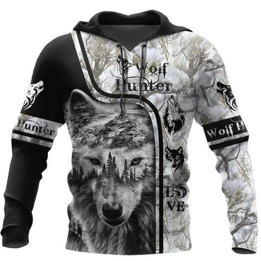 Wolf Hunter 3D Over Printed Hoodie Tshirt for Men and Women-ML