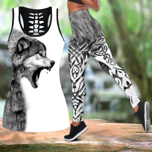 Gray Wolf Over Printed Legging & Tank top-ML