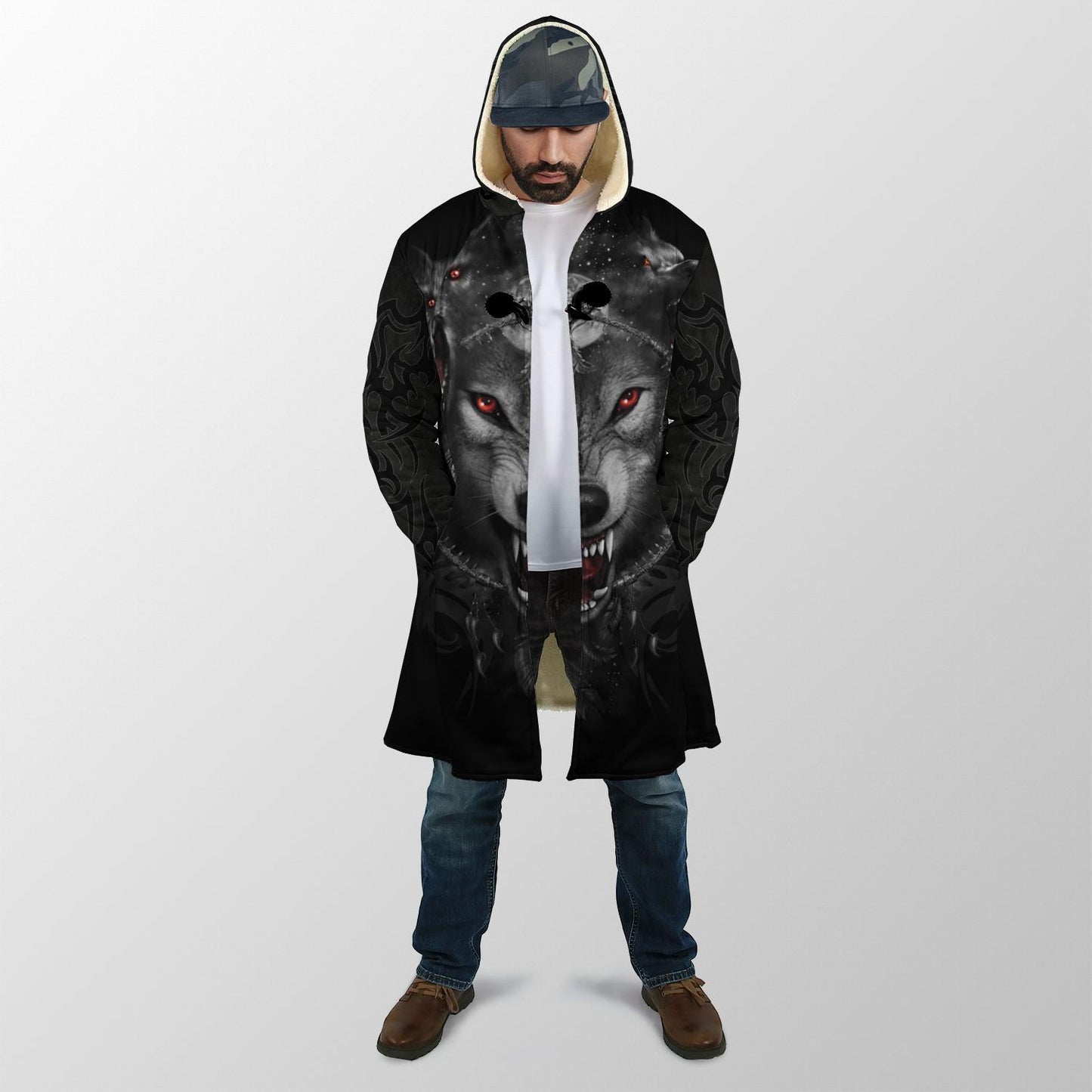 Black Wolf Nightmare 3D Over Printed Cloak for Men and Women-ML
