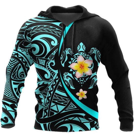 Amazing Polynesian Sea Turtle Tattoo & Hibiscus Hoodie Tshirt for Men and Women