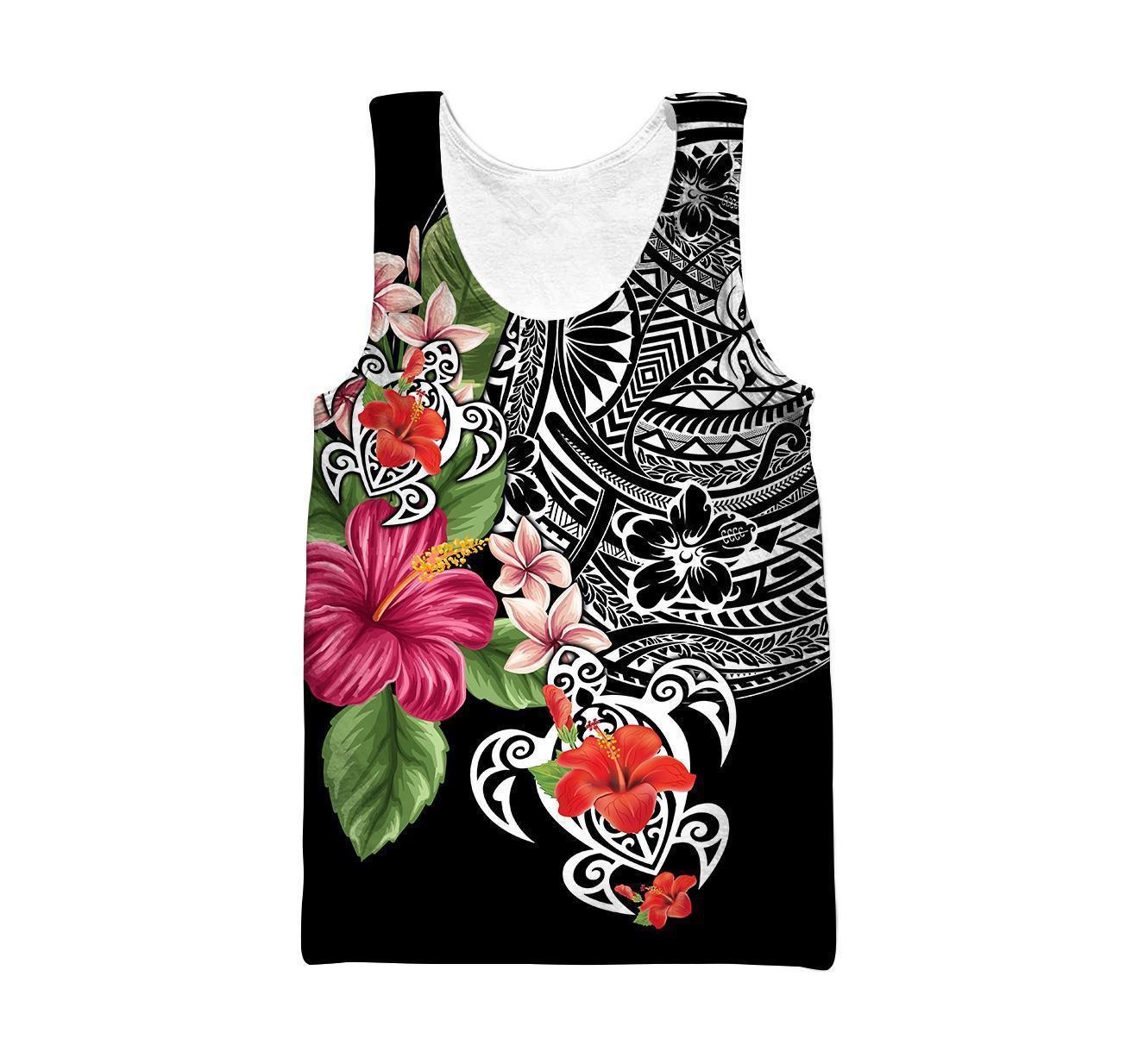 Amazing Polynesian Tattoo & Hibiscus Hoodie Tshirt for Men and Women ML
