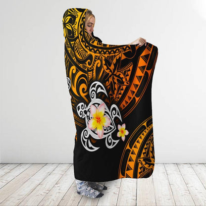 Polynesian Turtle Tattoo 3D Over Printed Hooded Blanket for Men and Women ML