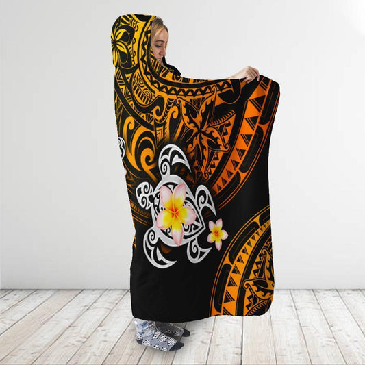 Polynesian Turtle Tattoo 3D Over Printed Hooded Blanket for Men and Women ML