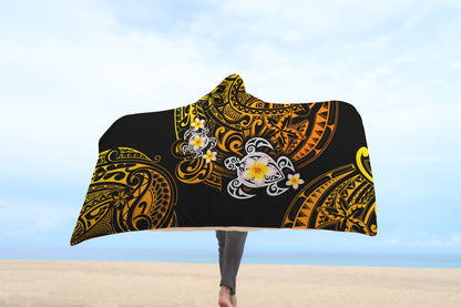 Polynesian Turtle Tattoo 3D Over Printed Hooded Blanket for Men and Women ML