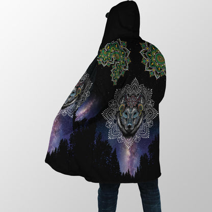 Lobo Wolf Mandala 3D Over Printed Cloak for Men and Women-ML