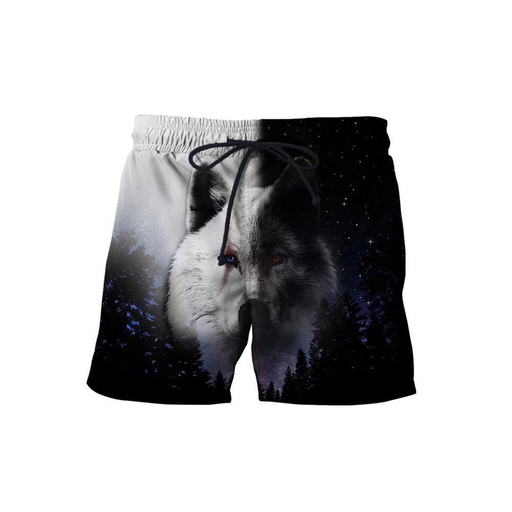 Black & White Wolf 3D Over Printed Hoodie Cloak for Men and Women-ML