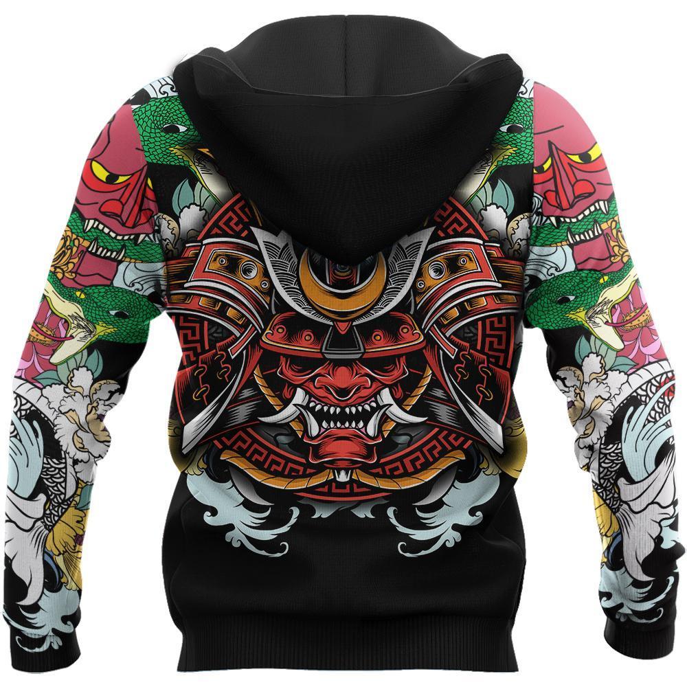 Samurai Tattoo 3D Over Printed Hoodie for Men and Women-ML