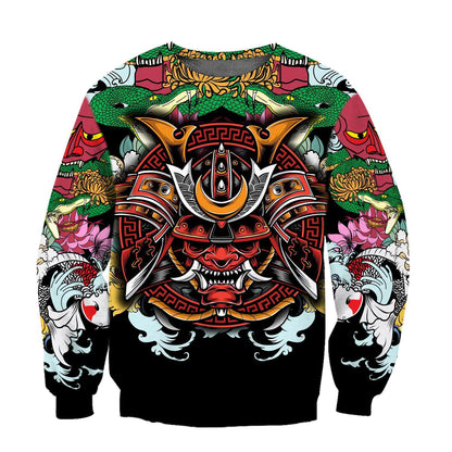 Samurai Tattoo 3D Over Printed Hoodie for Men and Women-ML