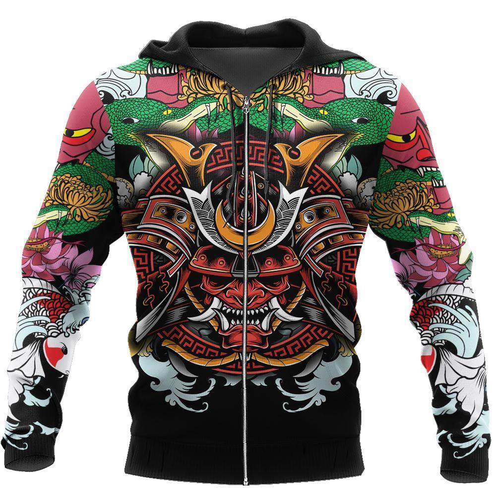 Samurai Tattoo 3D Over Printed Hoodie for Men and Women-ML