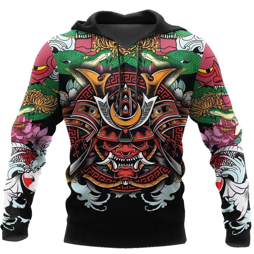 Samurai Tattoo 3D Over Printed Hoodie for Men and Women-ML