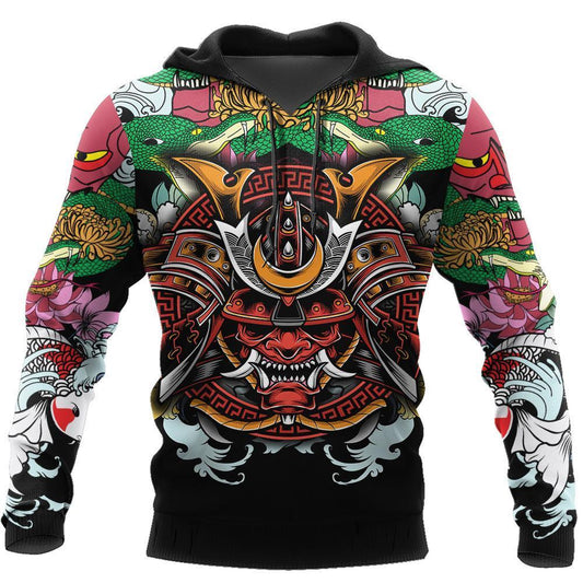 Samurai Tattoo 3D Over Printed Hoodie for Men and Women-ML