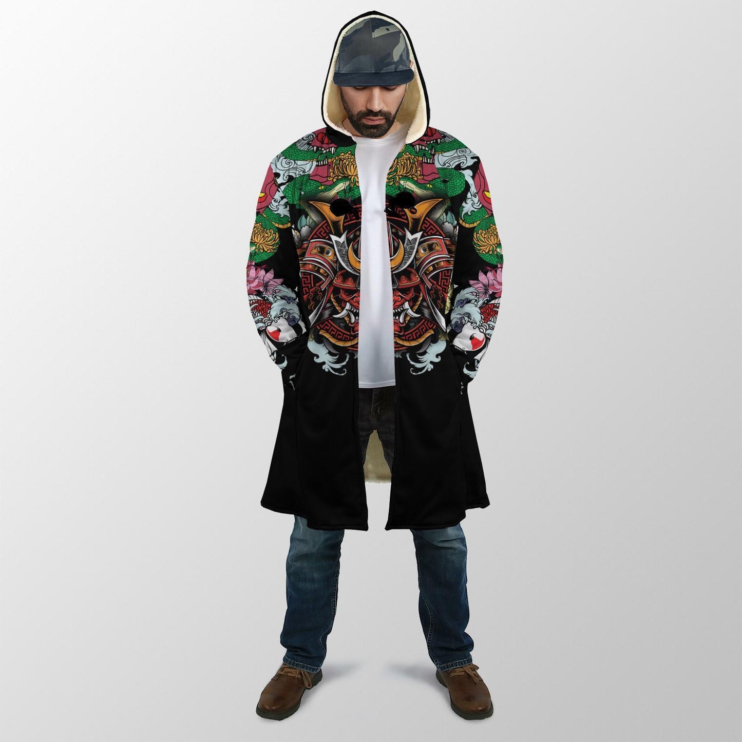 Samurai Tattoo 3D Over Printed Cloak for Men and Women-ML