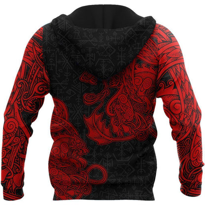 Jormungandr and Fenrir Vikings 3D Over Printed Hoodie for Men and Women-ML