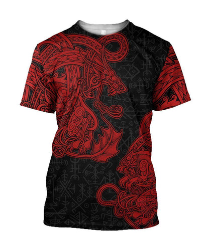 Jormungandr and Fenrir Vikings 3D Over Printed Hoodie for Men and Women-ML