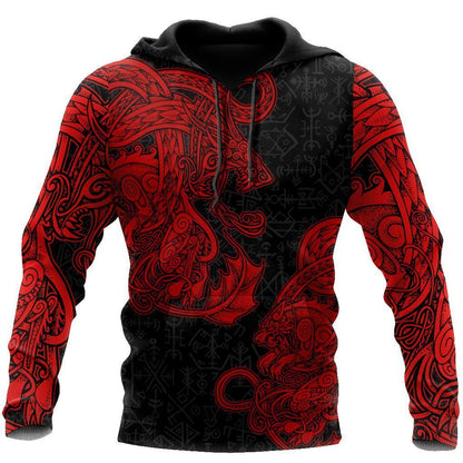 Jormungandr and Fenrir Vikings 3D Over Printed Hoodie for Men and Women-ML