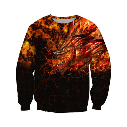 Lava Dragon 3D Over Printed Hoodie for Men and Women-ML