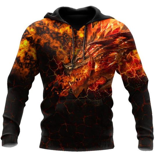 Lava Dragon 3D Over Printed Hoodie for Men and Women-ML