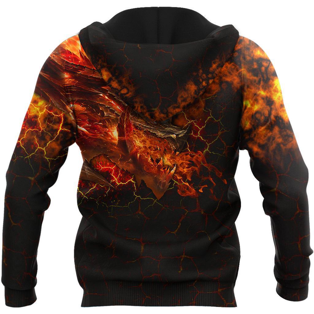 Lava Dragon 3D Over Printed Hoodie for Men and Women-ML
