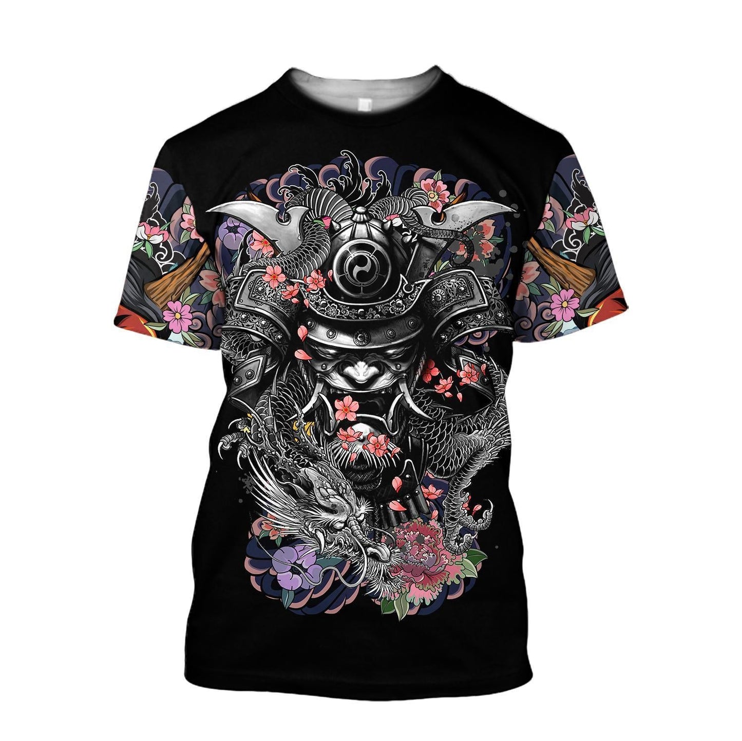 Samurai and Dragon Tattoo 3D Over Printed Unisex Hoodie-ML
