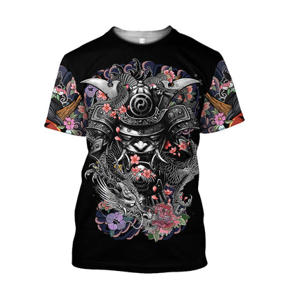 Samurai and Dragon Tattoo 3D Over Printed Unisex Hoodie-ML
