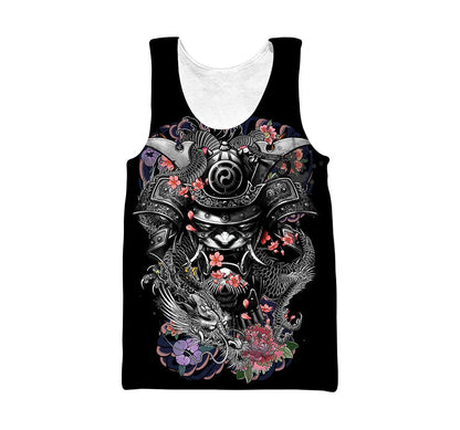 Samurai and Dragon Tattoo 3D Over Printed Unisex Hoodie-ML