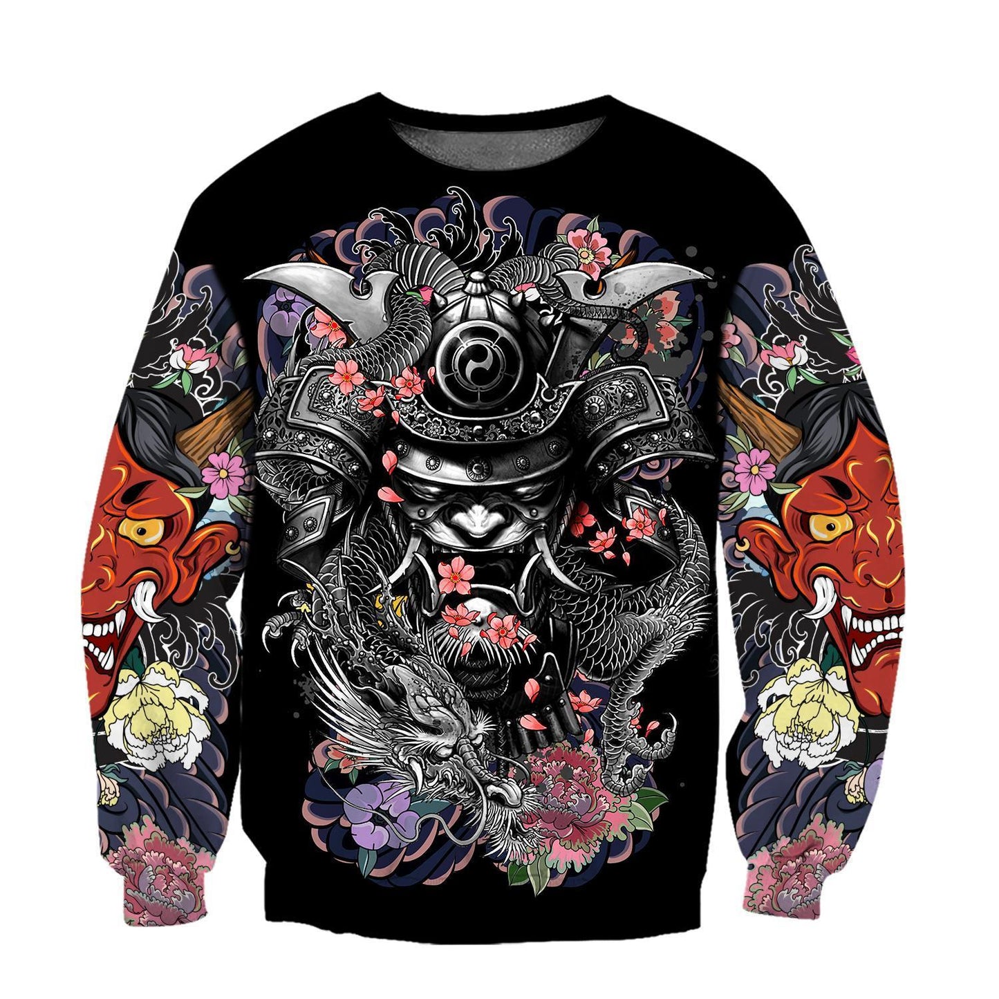Samurai and Dragon Tattoo 3D Over Printed Unisex Hoodie-ML