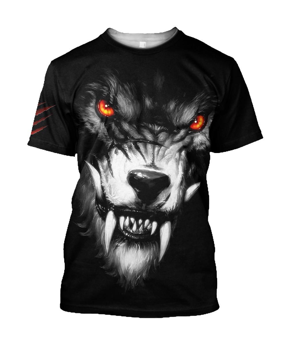 Scary Wolf 3D Over Printed Hoodie for Men and Women-ML