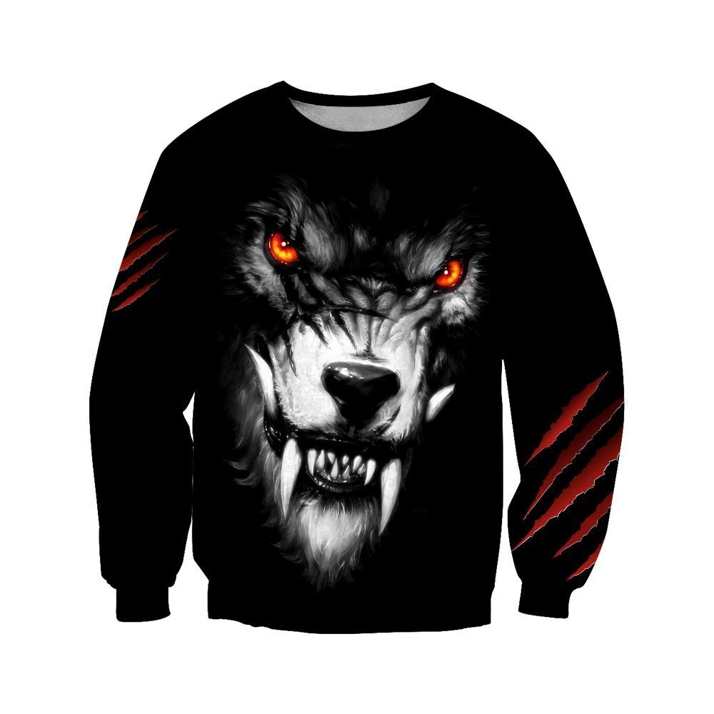 Scary Wolf 3D Over Printed Hoodie for Men and Women-ML
