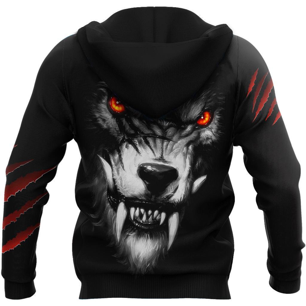 Scary Wolf 3D Over Printed Hoodie for Men and Women-ML