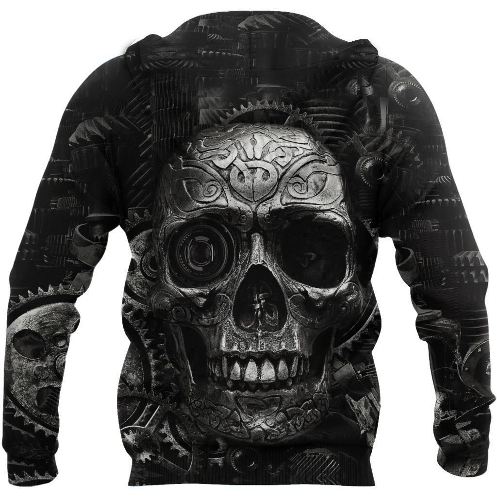Mechanic Skull 3D All Over Printed Hoodie For Men and Women TN