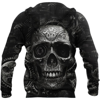 Mechanic Skull 3D All Over Printed Hoodie For Men and Women TN