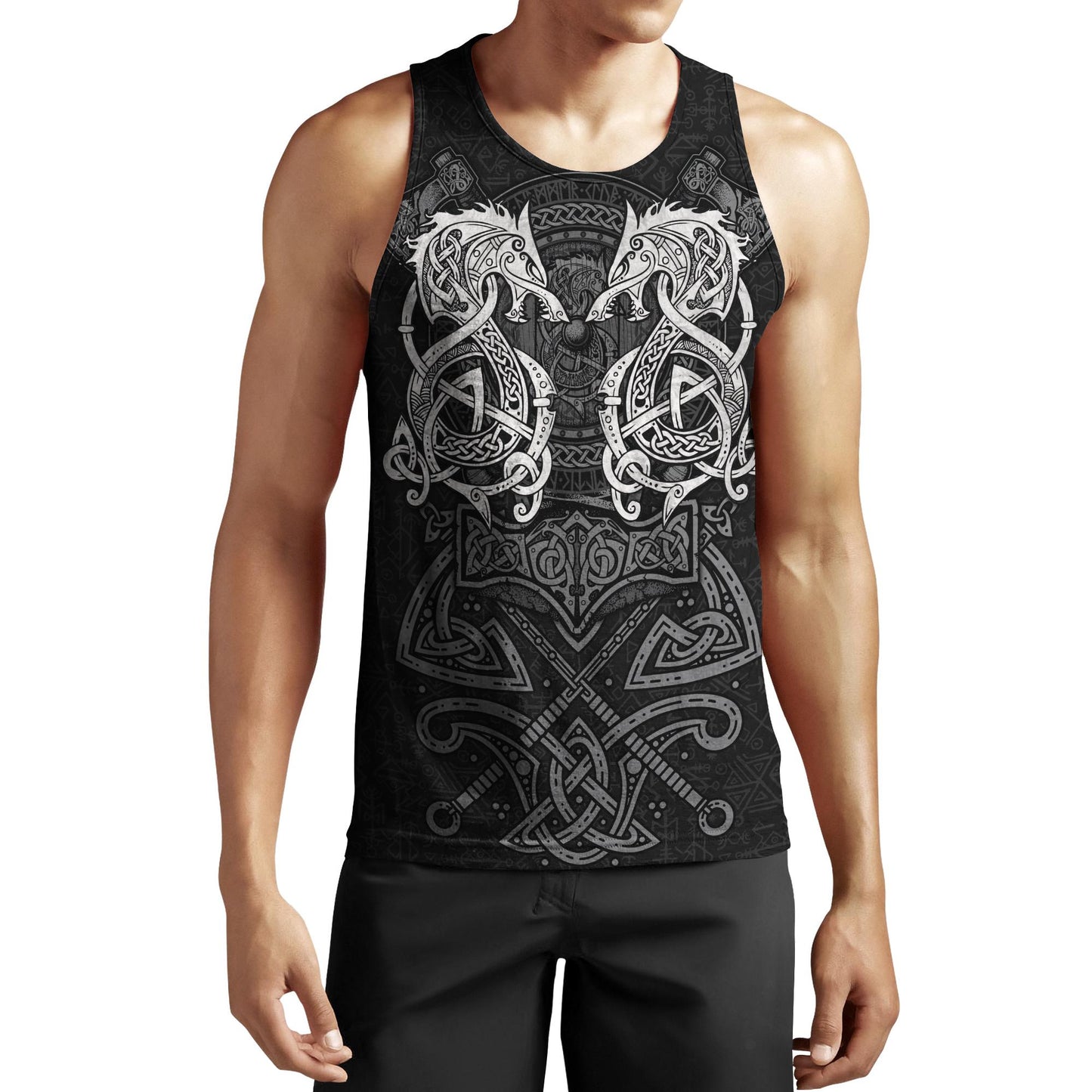 White Fenrir Viking Wolf Tattoo 3D Over Printed Hoodie for Men and Women-ML