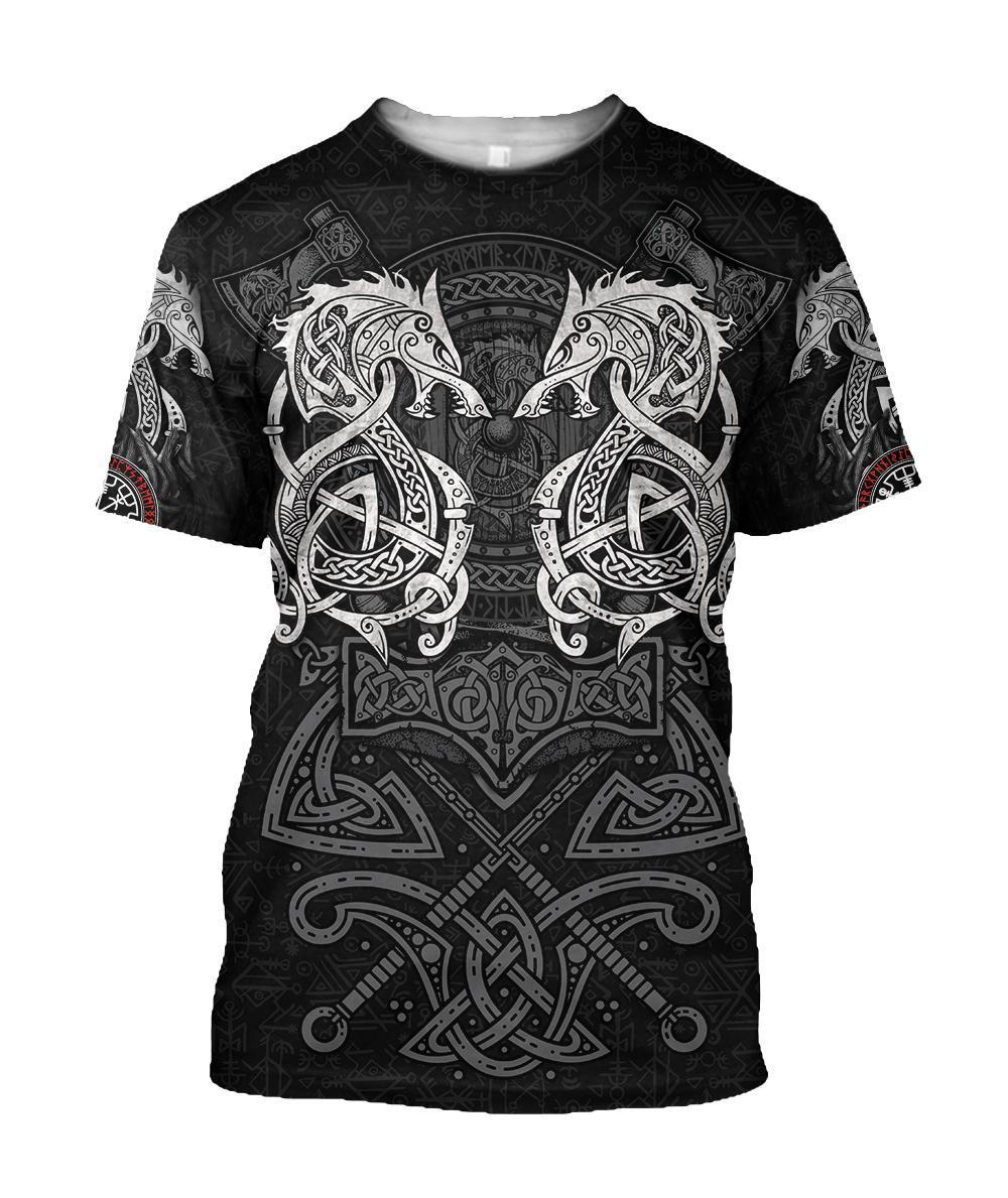 White Fenrir Viking Wolf Tattoo 3D Over Printed Hoodie for Men and Women-ML