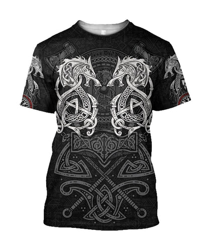 White Fenrir Viking Wolf Tattoo 3D Over Printed Hoodie for Men and Women-ML