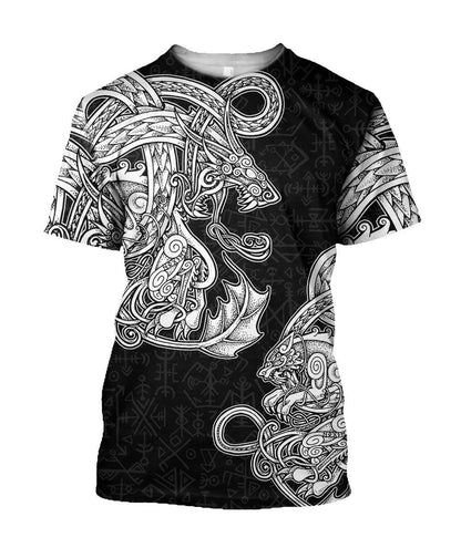 White Jormungandr and Fenrir Vikings 3D Over Printed Hoodie for Men and Women-ML