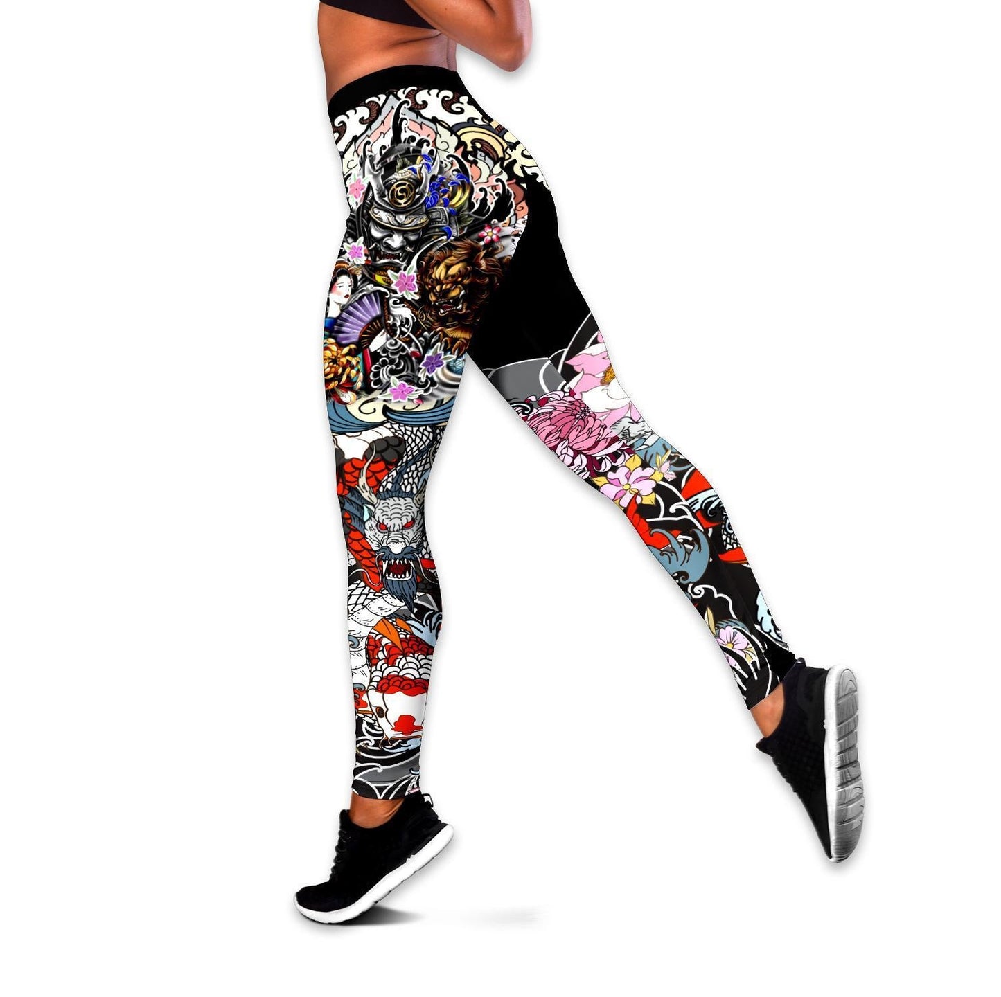 Samurai Geisha and Lion Tattoo Legging & Tank top-ML