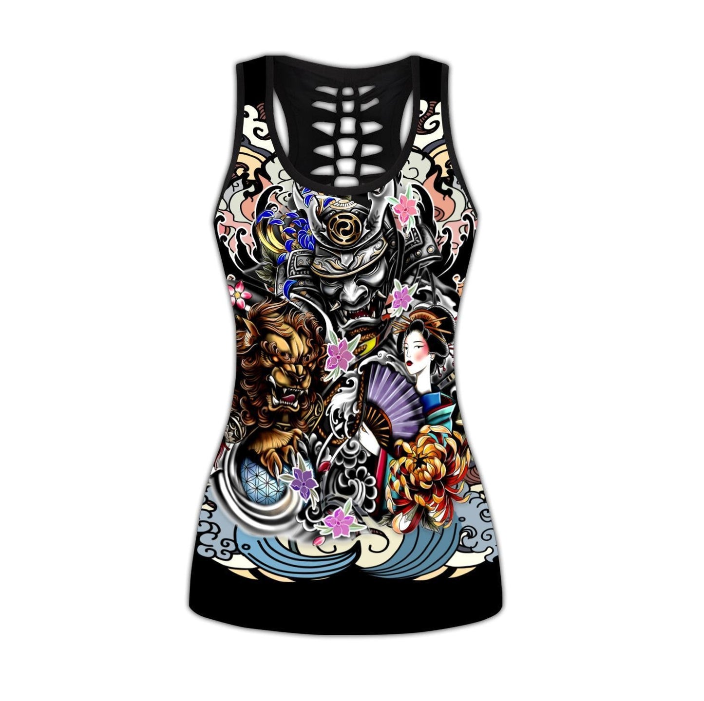 Samurai Geisha and Lion Tattoo Legging & Tank top-ML
