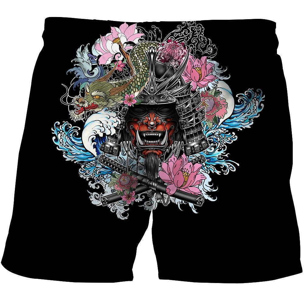 Samurai Oni Mask Tattoo 3D Over Printed Hoodie for Men and Women-ML